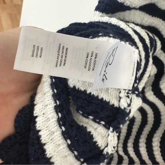 NWT Rails Lily Navy & White 100% Cotton Crochet Knit Stripe Euro-Summer Dress - Picture 11 of 12